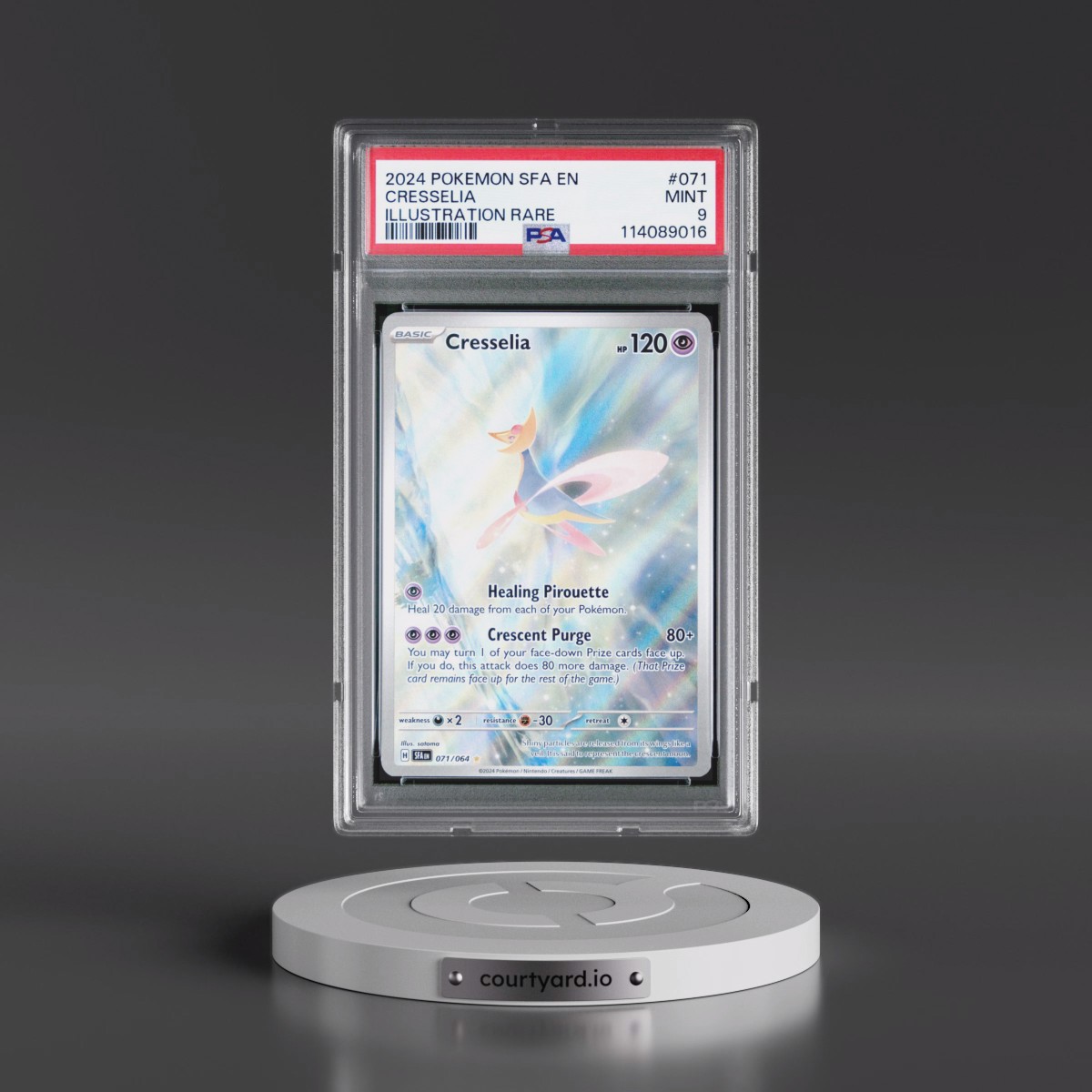 2024 Pokémon Sfa EN-Shrouded Fable #071 Cresselia - Illustration Rare (PSA 9 MINT)