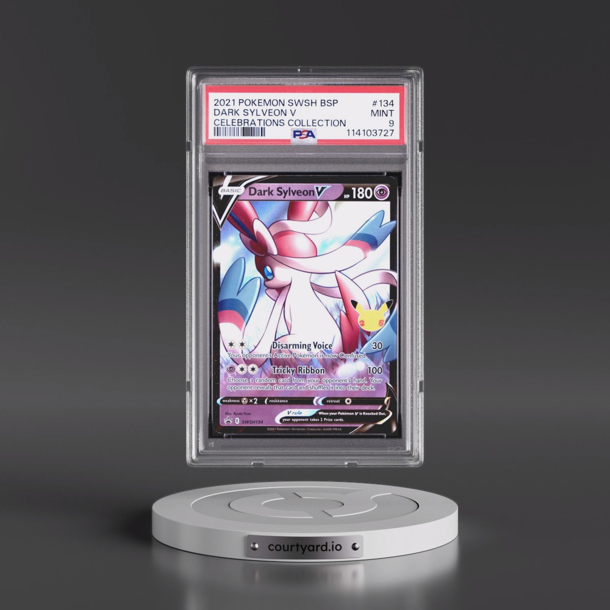 2021 Pokémon Swsh Black Star Promo #134 Dark Sylveon V - Holo Celebrations Collection (PSA 9 MINT)