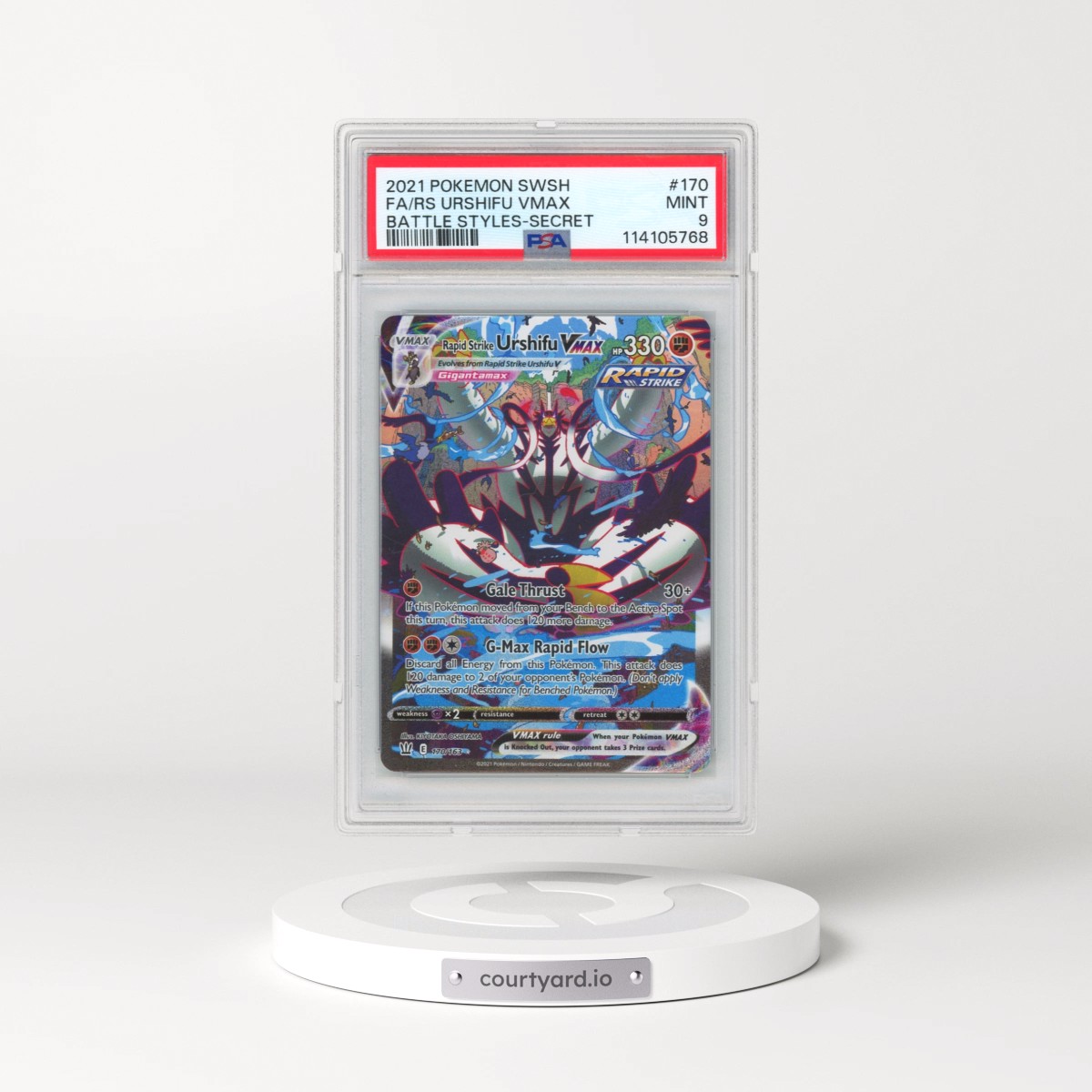 2021 Pokémon Sword & Shield Battle Styles #170 Rapid Strike Urshifu Vmax - Full Art Secret (PSA 9 MINT)