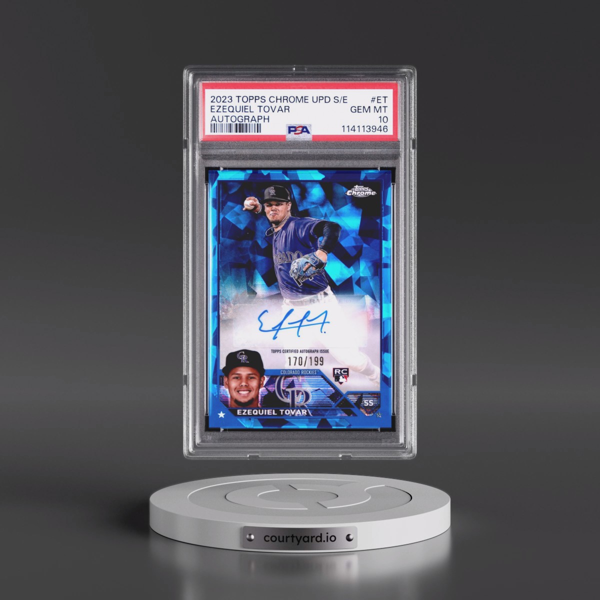 2023 Topps Chrome Update Sapphire Edition Autograph #ET Ezequiel Tovar (PSA 10 GEM MINT)