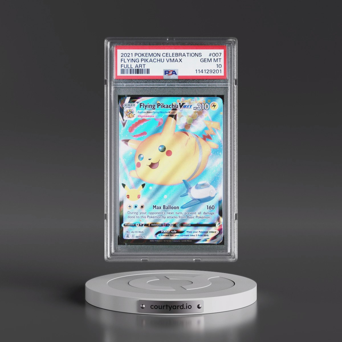 2021 Pokémon Celebrations #007 Flying Pikachu Vmax - Full Art (PSA 10 GEM MINT)