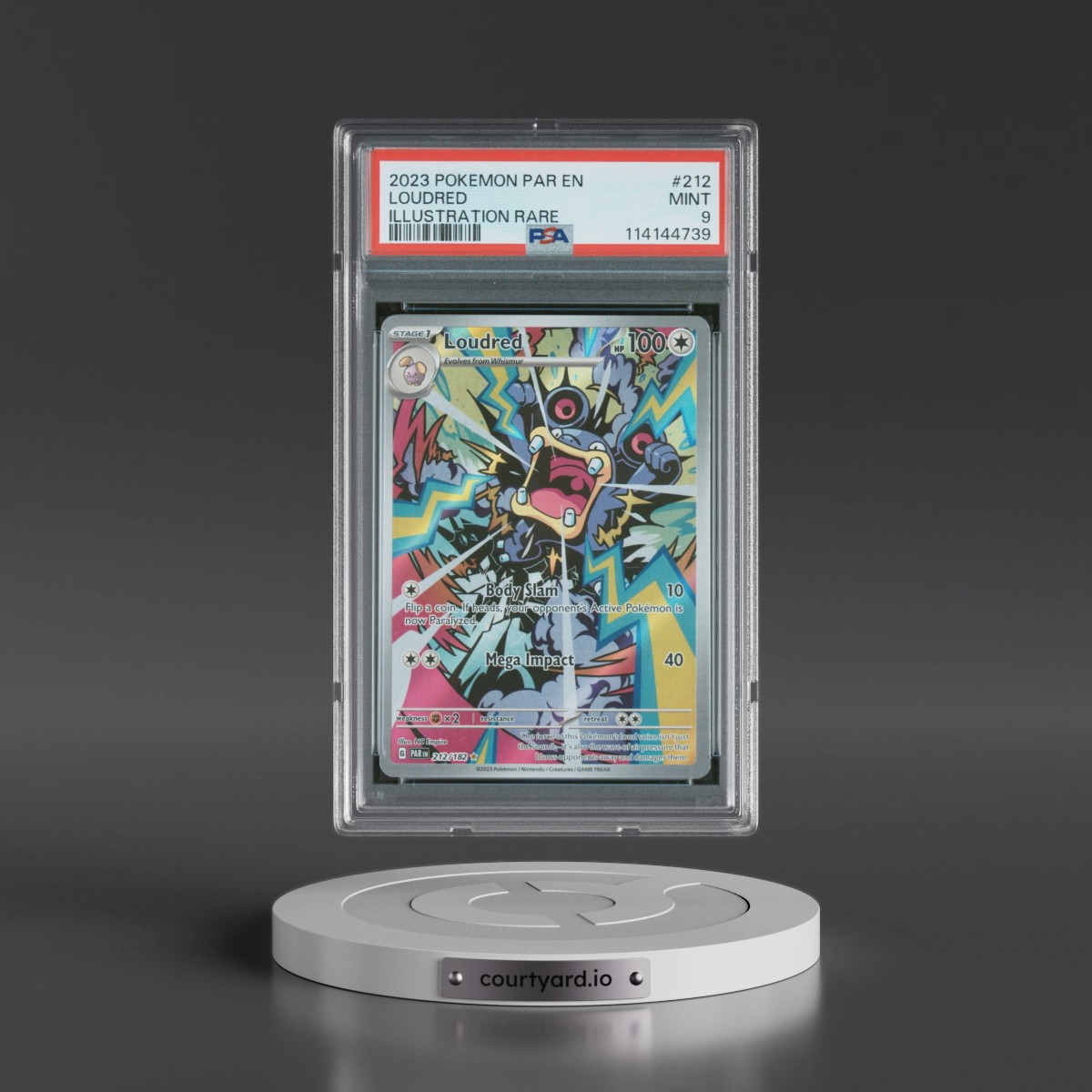 2023 Pokémon Par EN-Paradox Rift #212 Loudred - Illustration Rare (PSA 9 MINT)