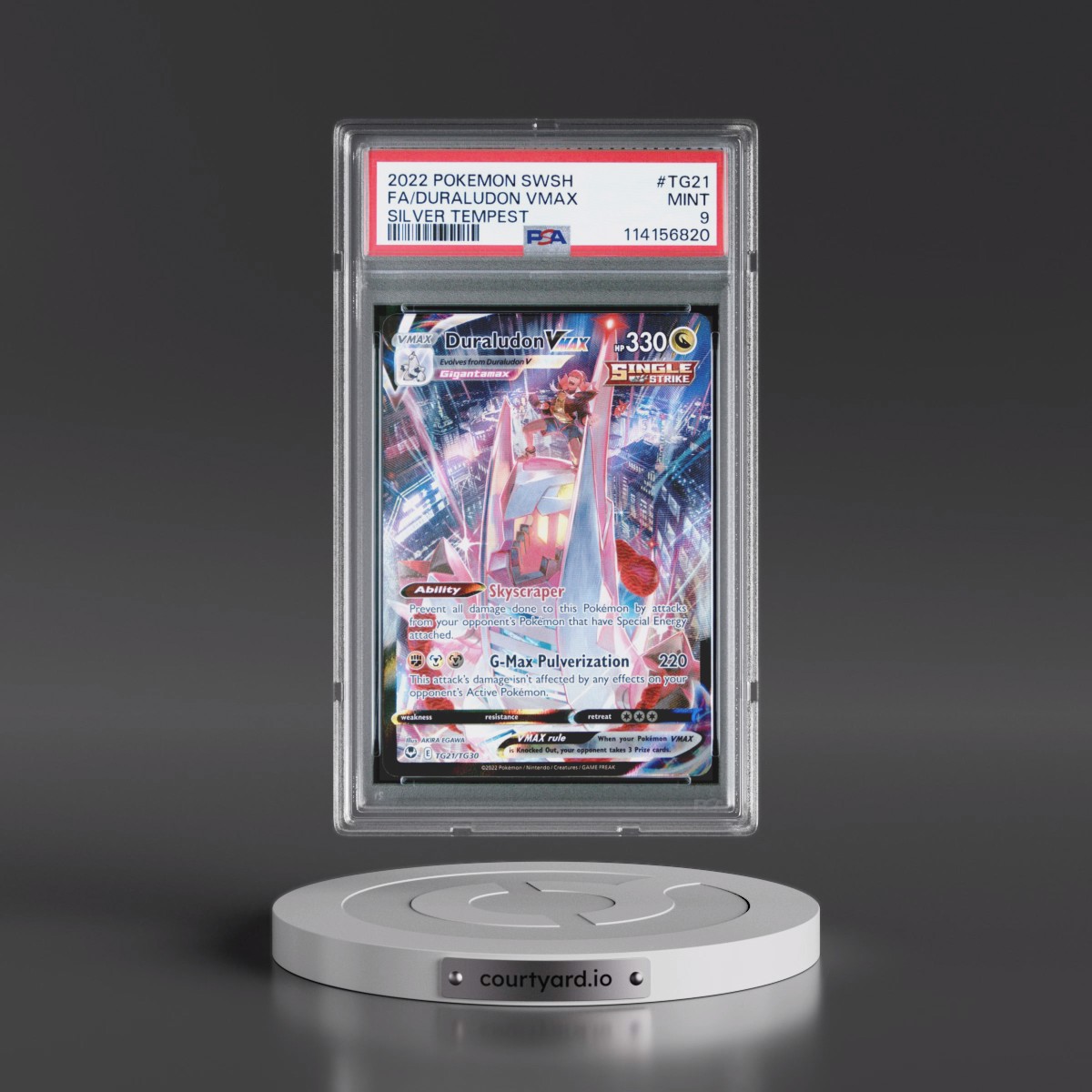 2022 Pokémon Sword & Shield Silver Tempest #TG21 Duraludon Vmax - Full Art (PSA 9 MINT)