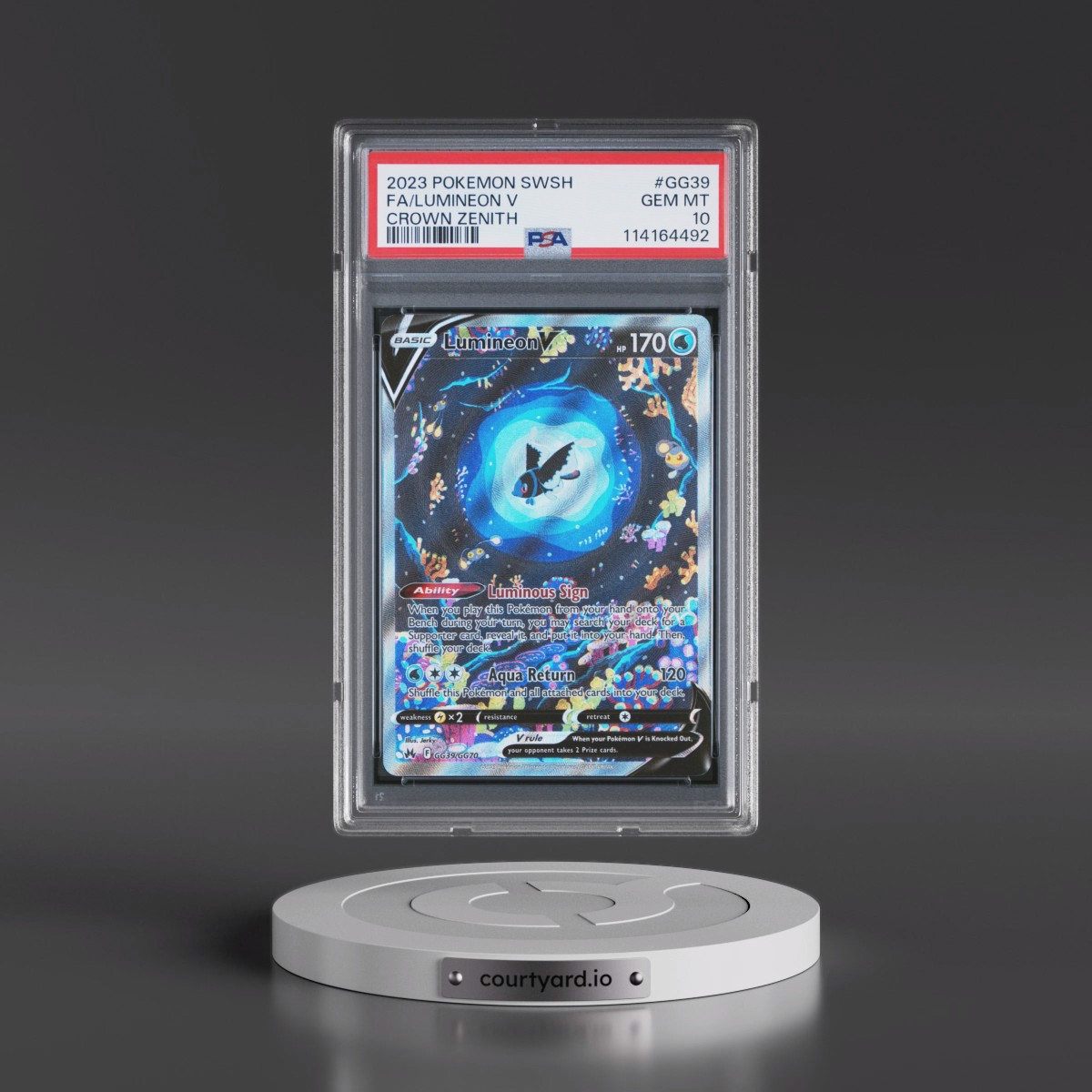 2023 Pokémon Sword and Shield Crown Zenith #GG39 Lumineon V - Holo Full Art (PSA 10 GEM MINT)