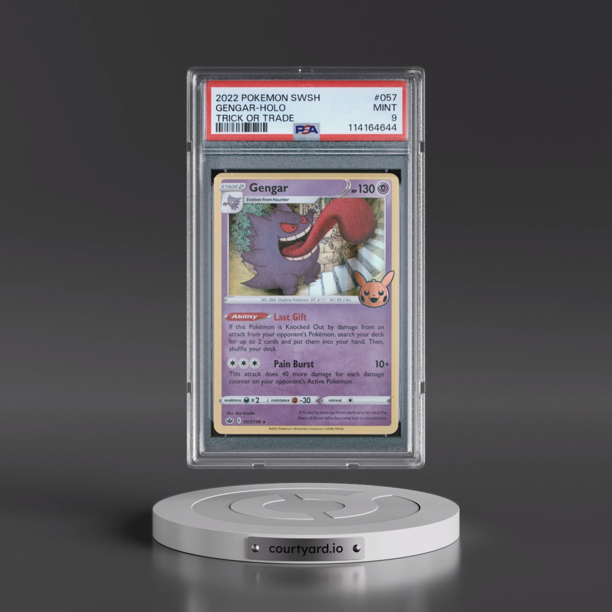 2021 Pokémon Sword & Shield Chilling Reign Gengar - Holo Trick or Trade 2022 #057 PSA 9