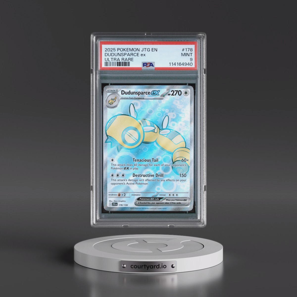 2025 Pokémon Jtg EN-Journey Together #178 Dudunsparce EX - Holo Ultra Rare (PSA 9 MINT)