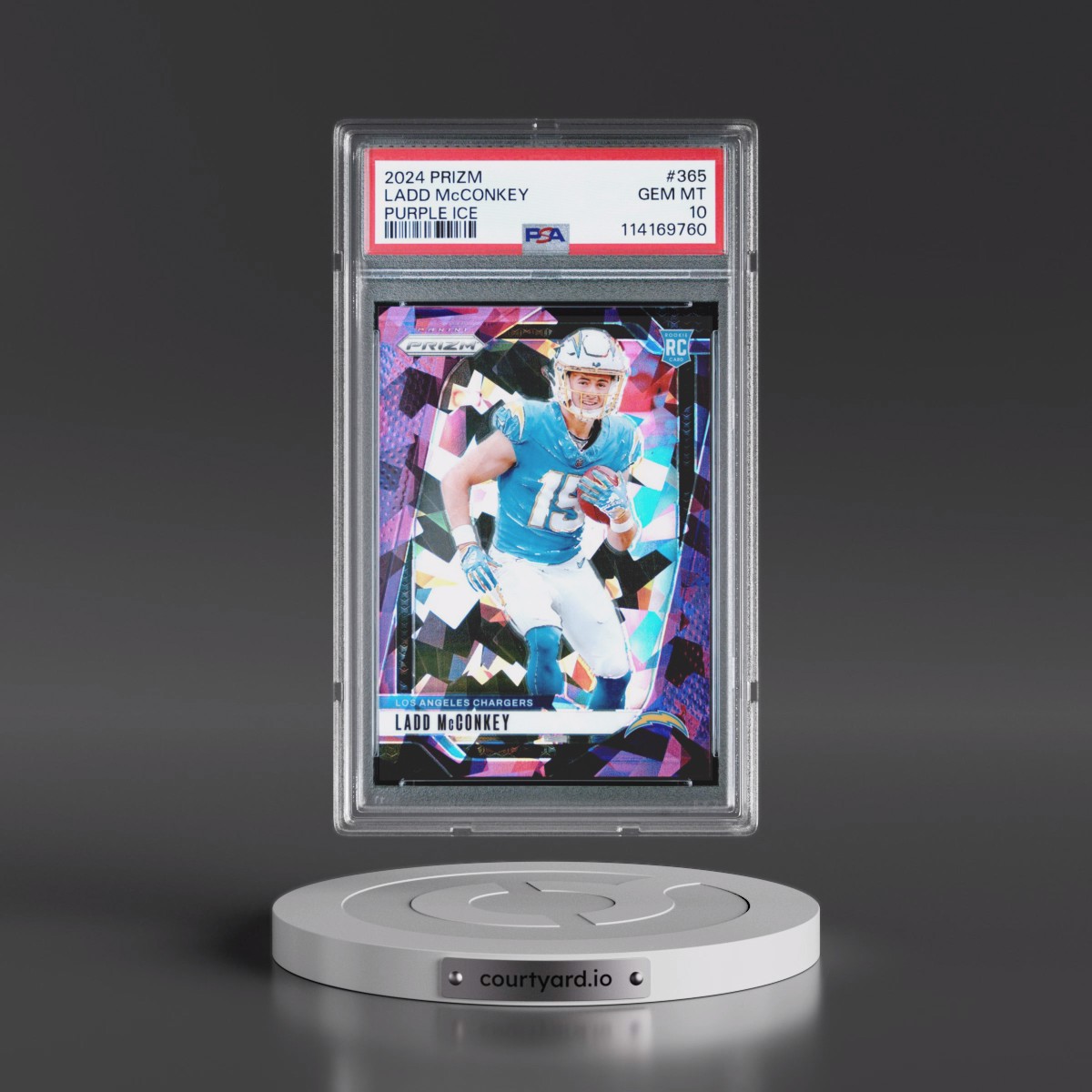 2024 Panini Prizm #365 Ladd McConkey - Purple Ice (PSA 10 GEM MINT)