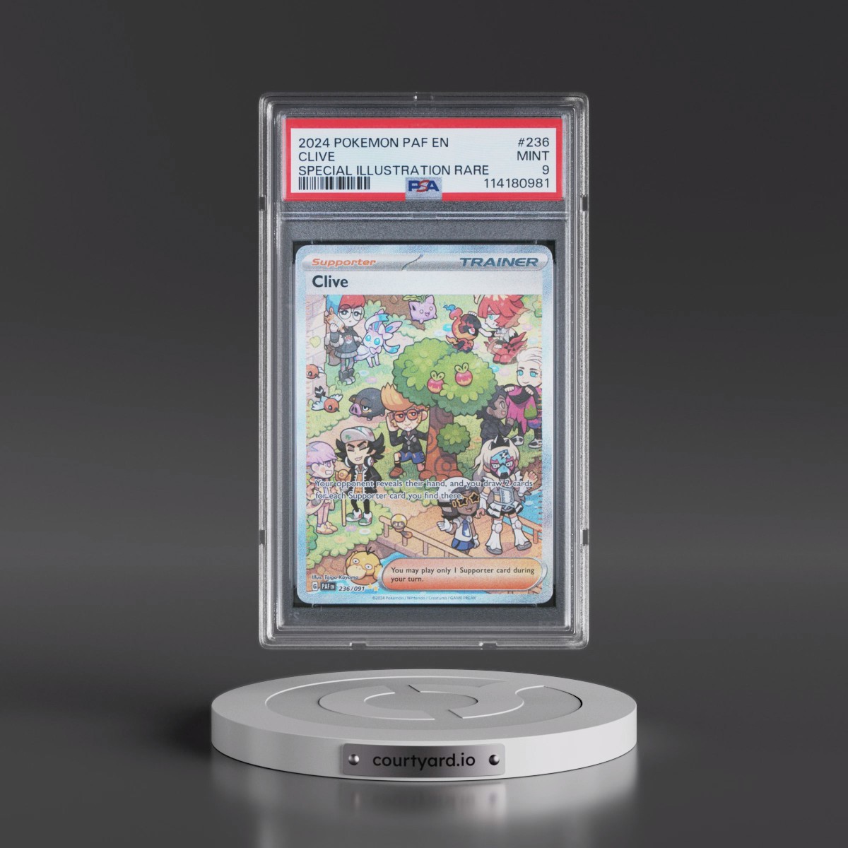 2024 Pokémon Paf EN-Paldean Fates #236 Clive - Special Illustration Rare (PSA 9 MINT)