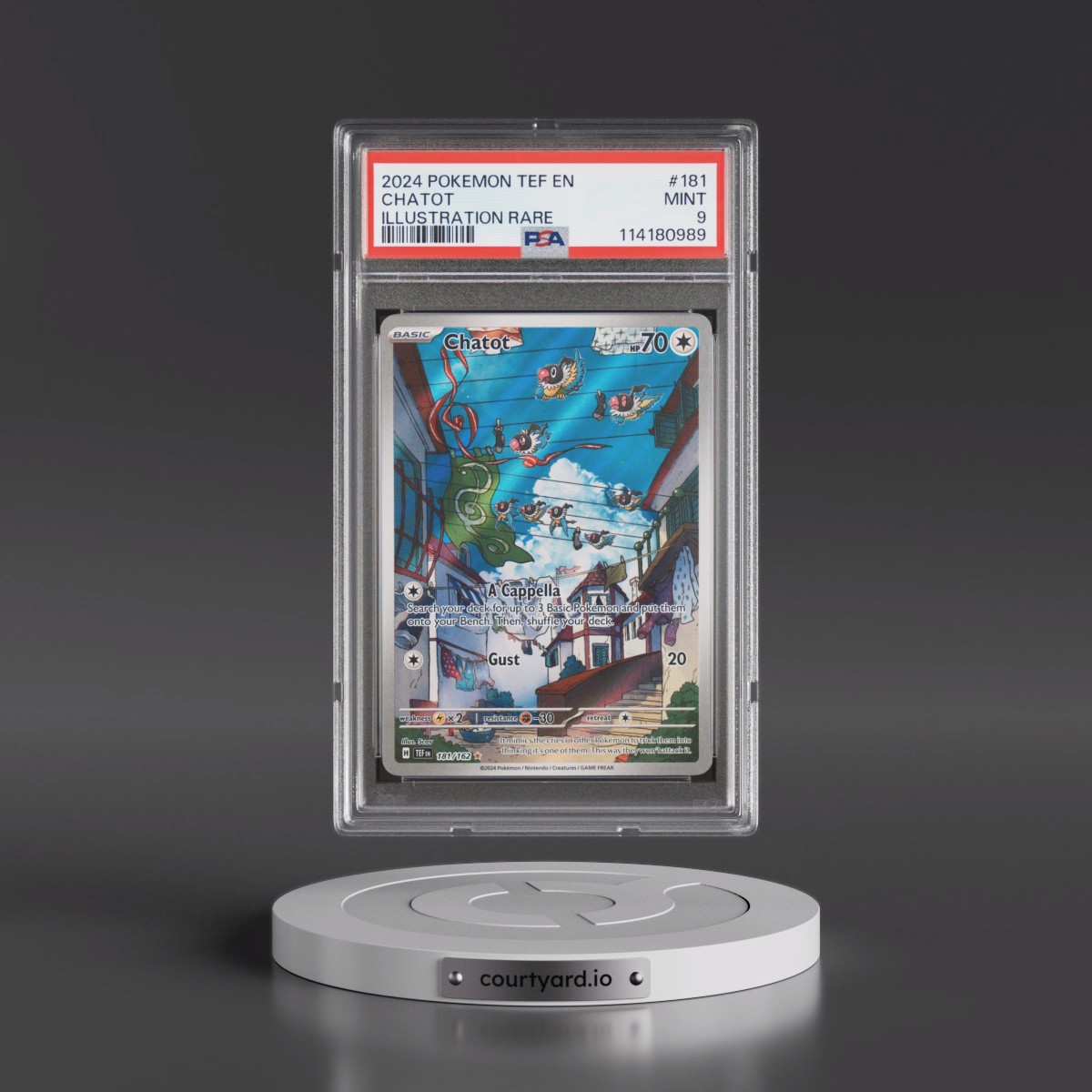 2024 Pokémon Tef EN-Temporal Forces #181 Chatot - Illustration Rare (PSA 9 MINT)