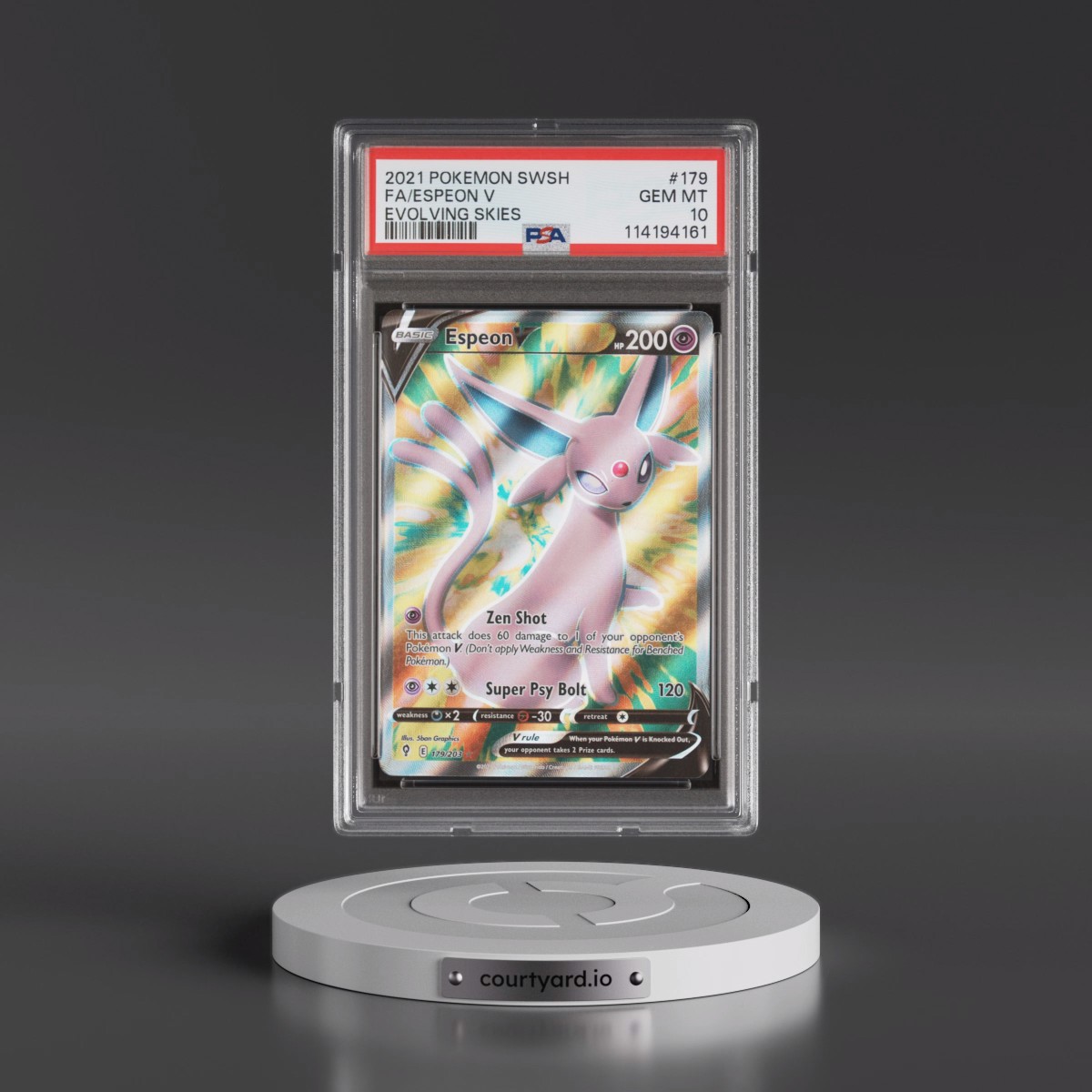 2021 Pokémon Sword & Shield Evolving Skies #179 Espeon V - Holo Full Art (PSA 10 GEM MINT)