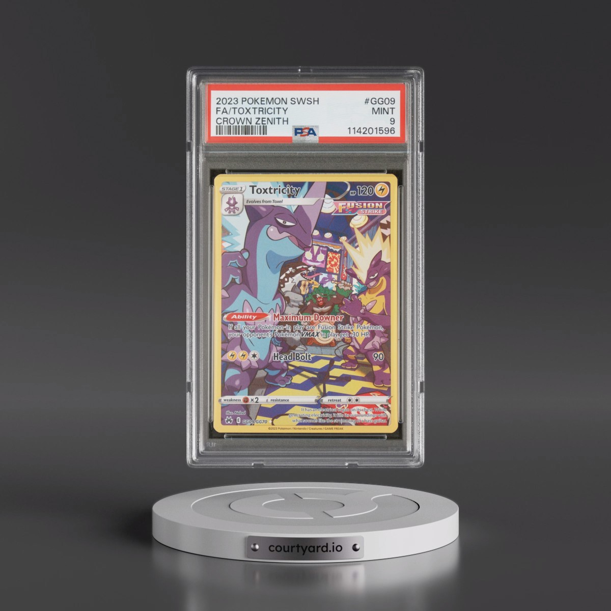 2023 Pokémon Sword and Shield Crown Zenith #GG09 Toxtricity - Full Art (PSA 9 MINT)