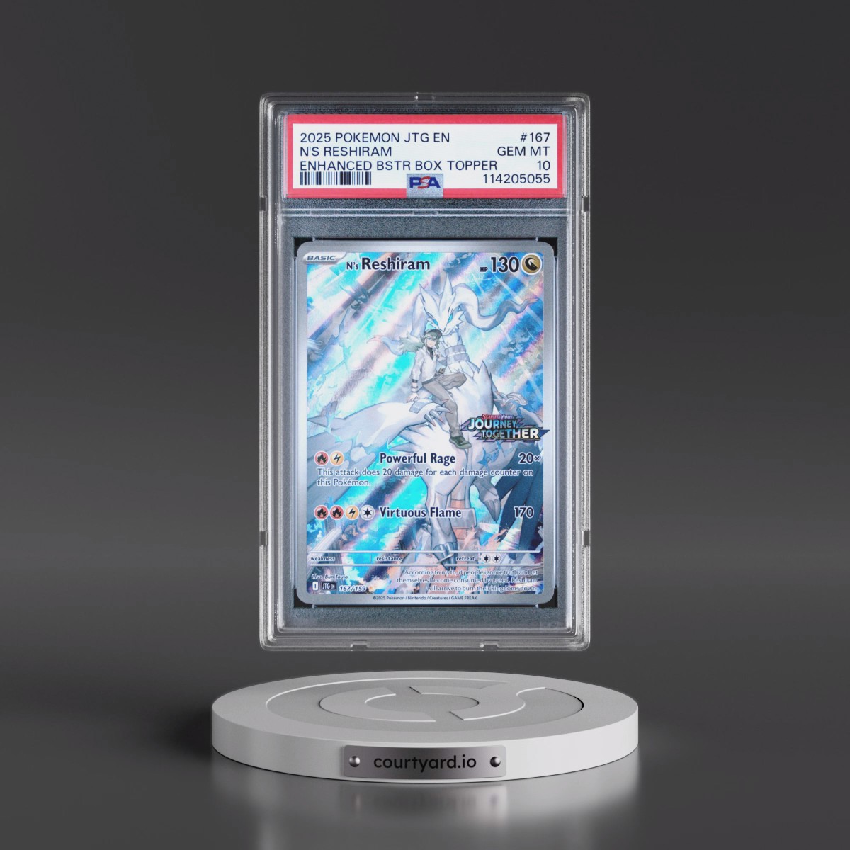 2025 Pokémon Jtg EN-Journey Together #167 N's Reshiram - Enhanced Booster Box Topper (PSA 10 GEM MINT)