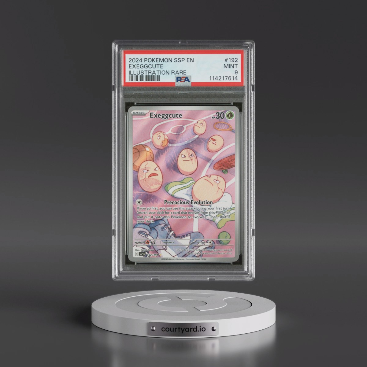 2024 Pokémon Ssp EN-Surging Sparks #192 Exeggcute - Illustration Rare (PSA 9 MINT)