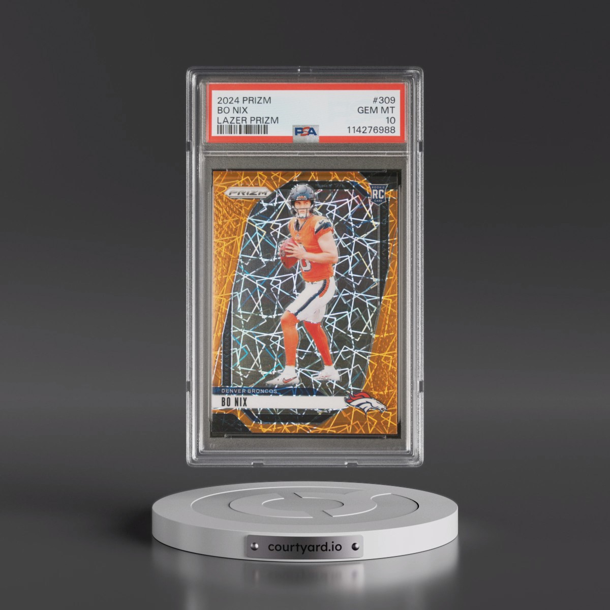 2024 Panini Prizm #309 Bo Nix - Lazer Prizm (PSA 10 GEM MINT)