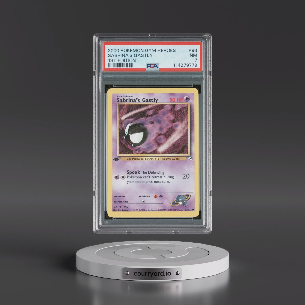 2000 Pokémon Gym Heroes #93 Sabrina's Gastly - 1st Edition (PSA 7 NM)