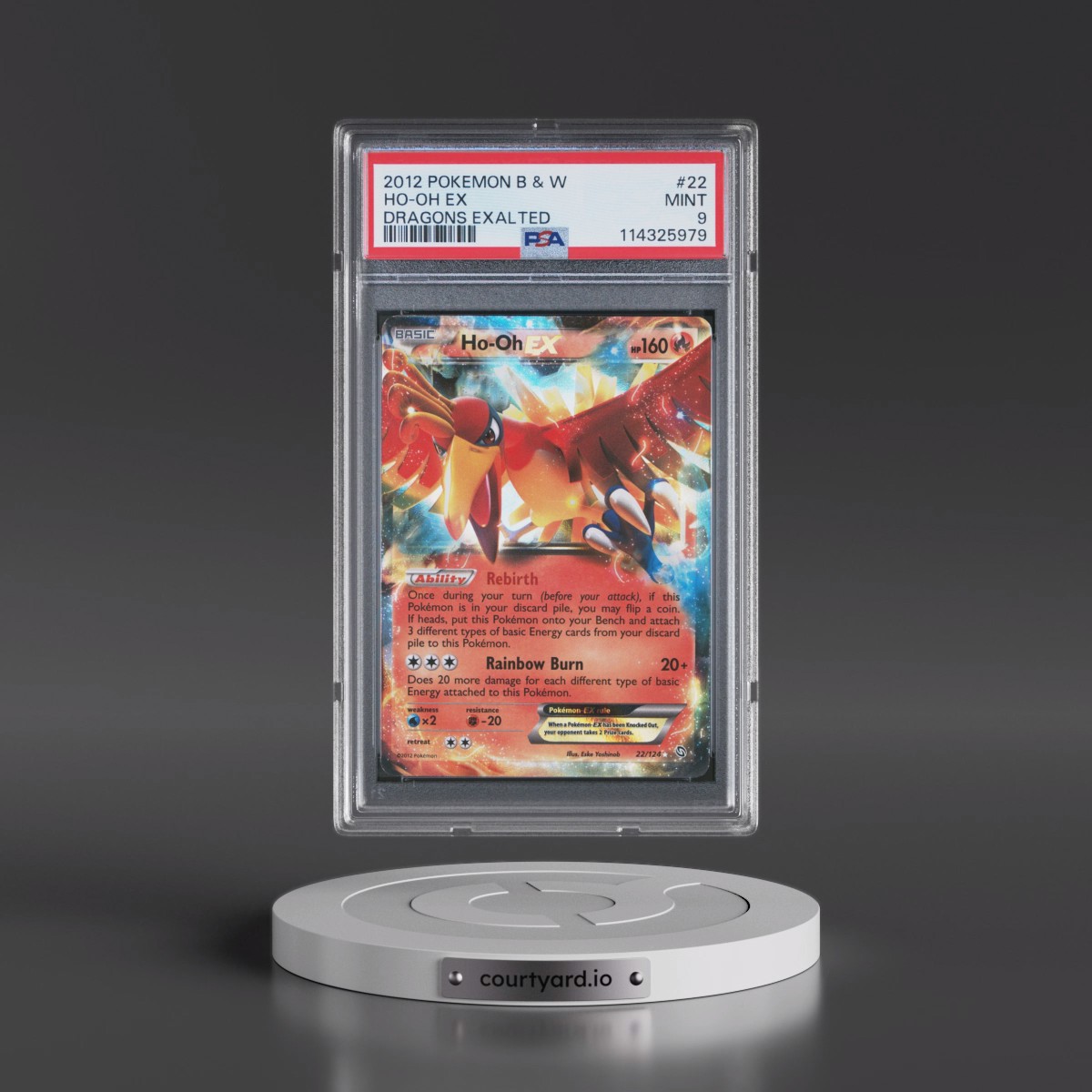 2012 Pokémon Black & White Dragons Exalted #22 HO-Oh EX - Holo (PSA 9 MINT)