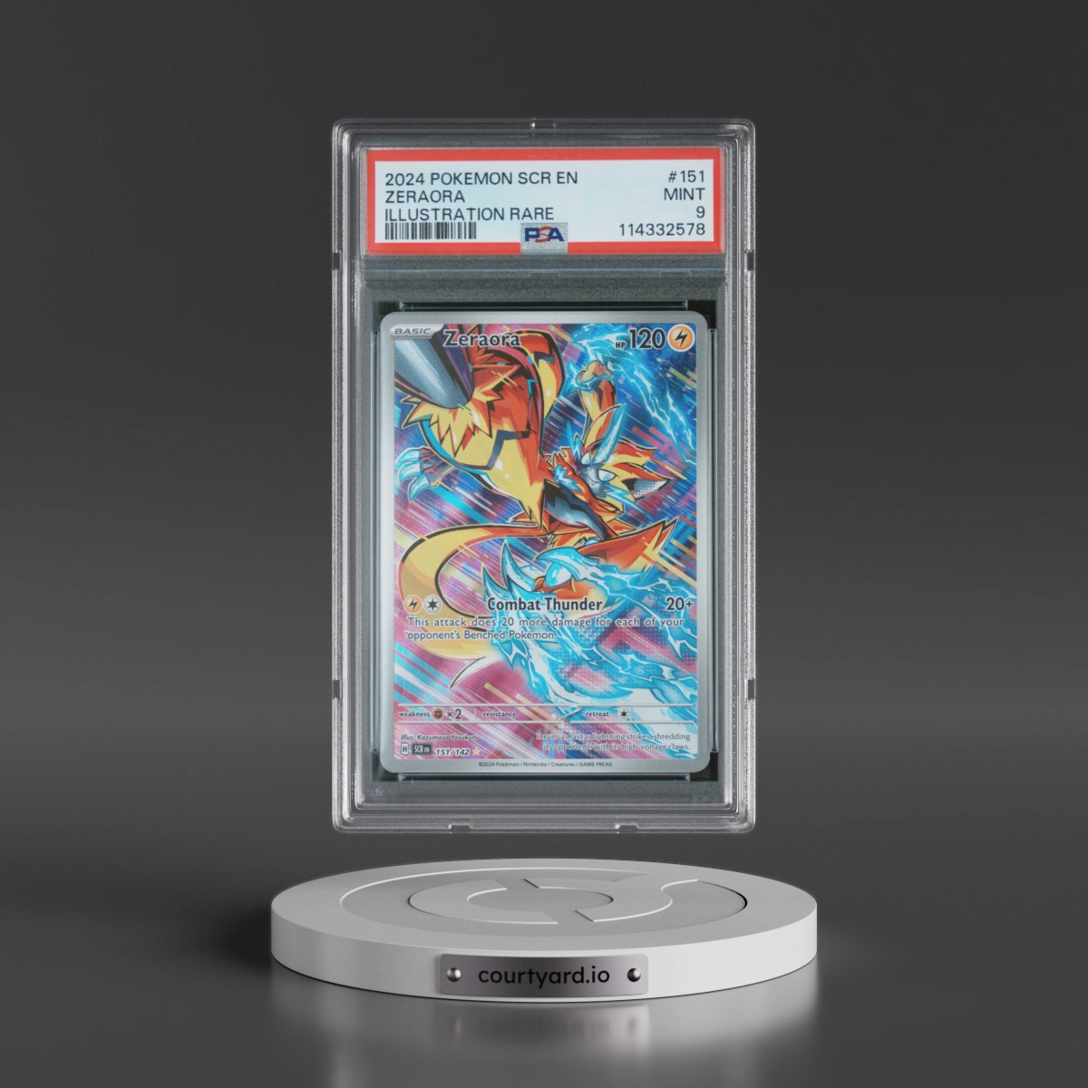 2024 Pokémon Scr EN-Stellar Crown #151 Zeraora - Illustration Rare (PSA 9 MINT)