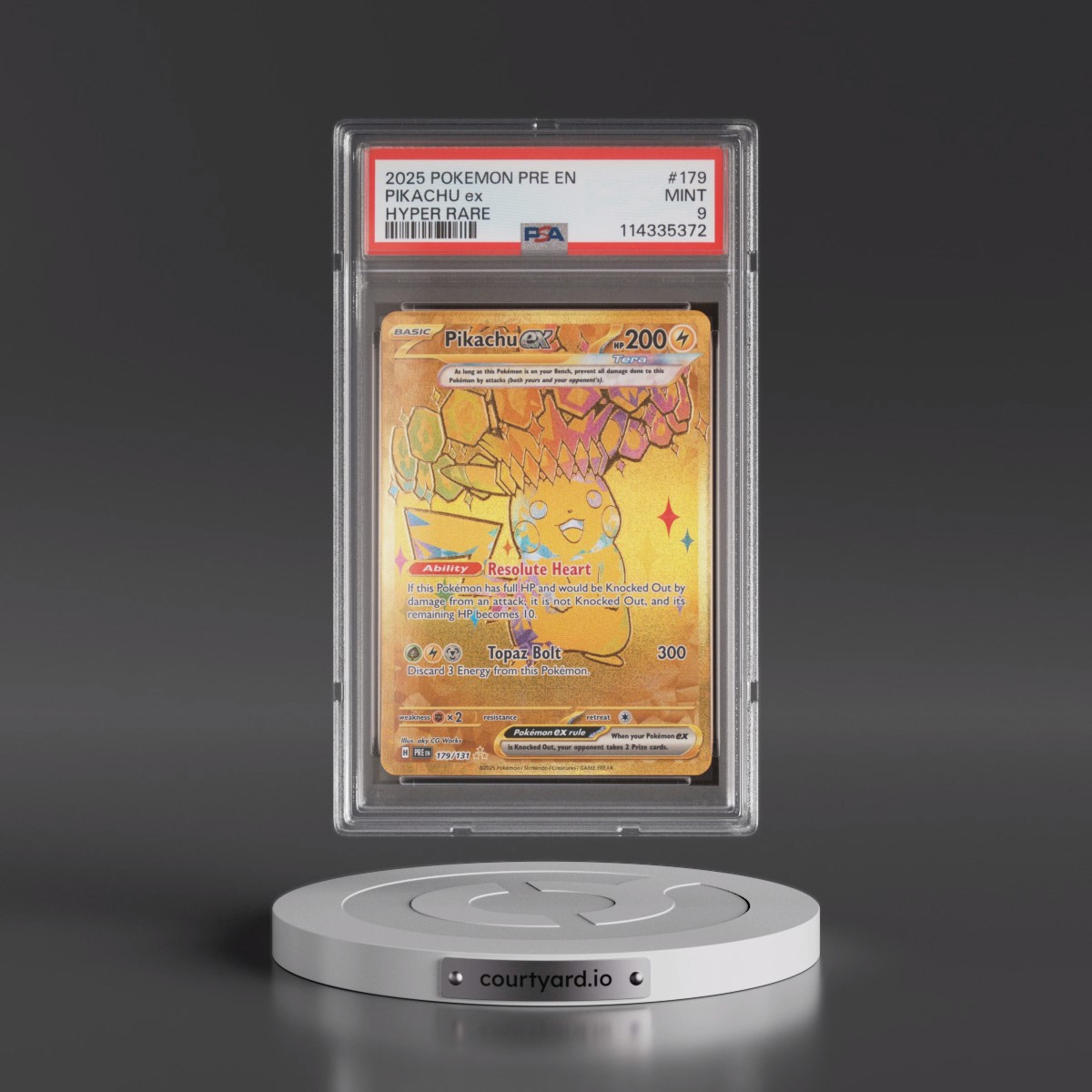 2025 Pokémon Pre EN-Prismatic Evolutions #179 Pikachu EX - Holo Hyper Rare (PSA 9 MINT)
