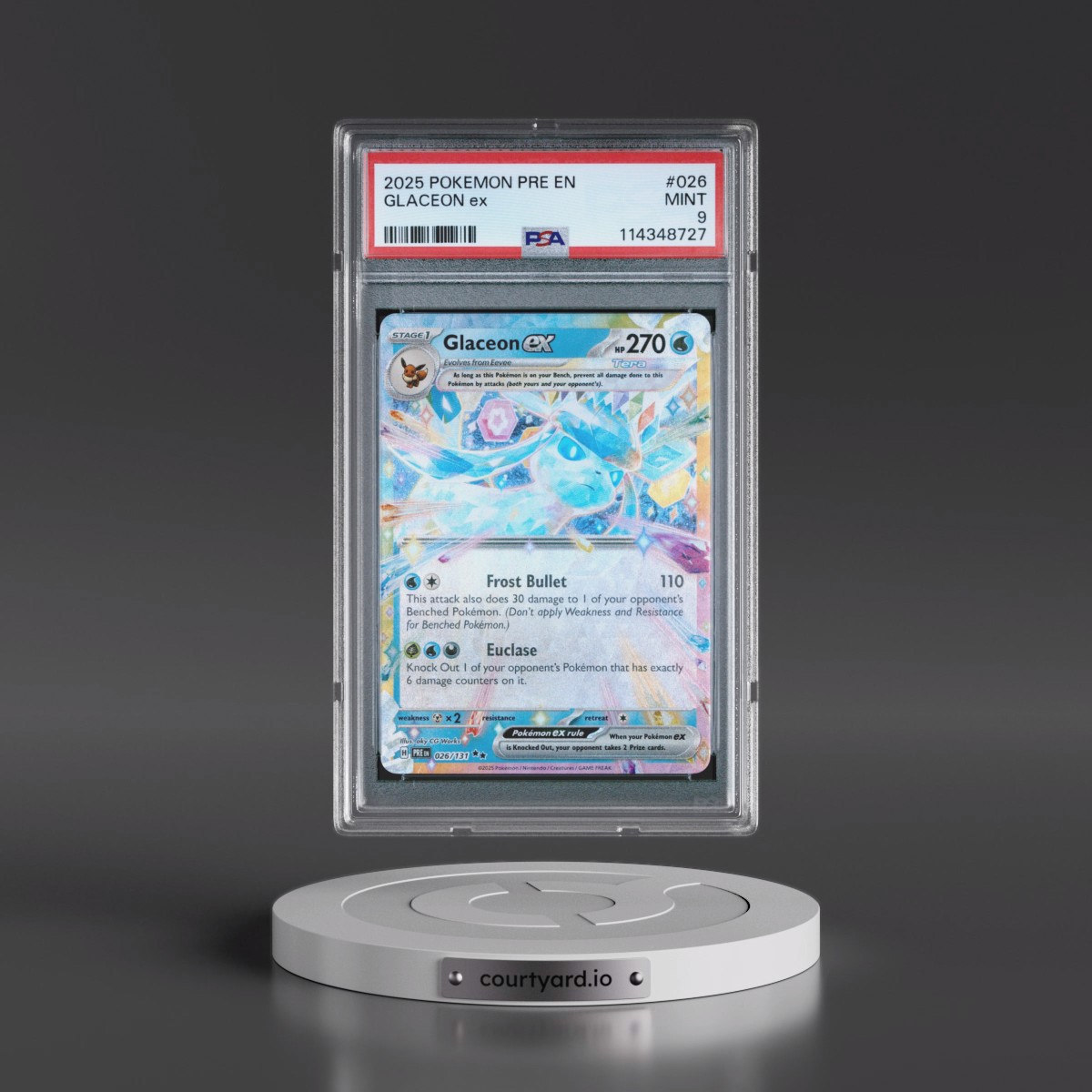 2025 Pokémon Pre EN-Prismatic Evolutions #026 Glaceon EX - Holo (PSA 9 MINT)