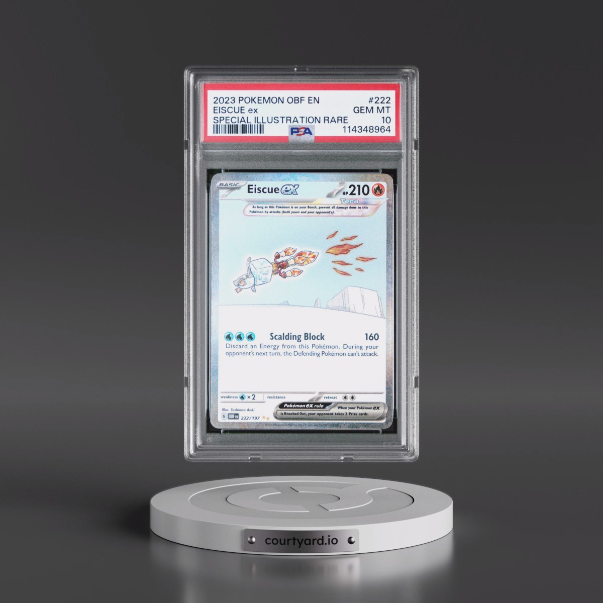 2023 Pokémon Obf EN-Obsidian Flames #222 Eiscue EX - Holo Special Illustration Rare (PSA 10 GEM MINT)