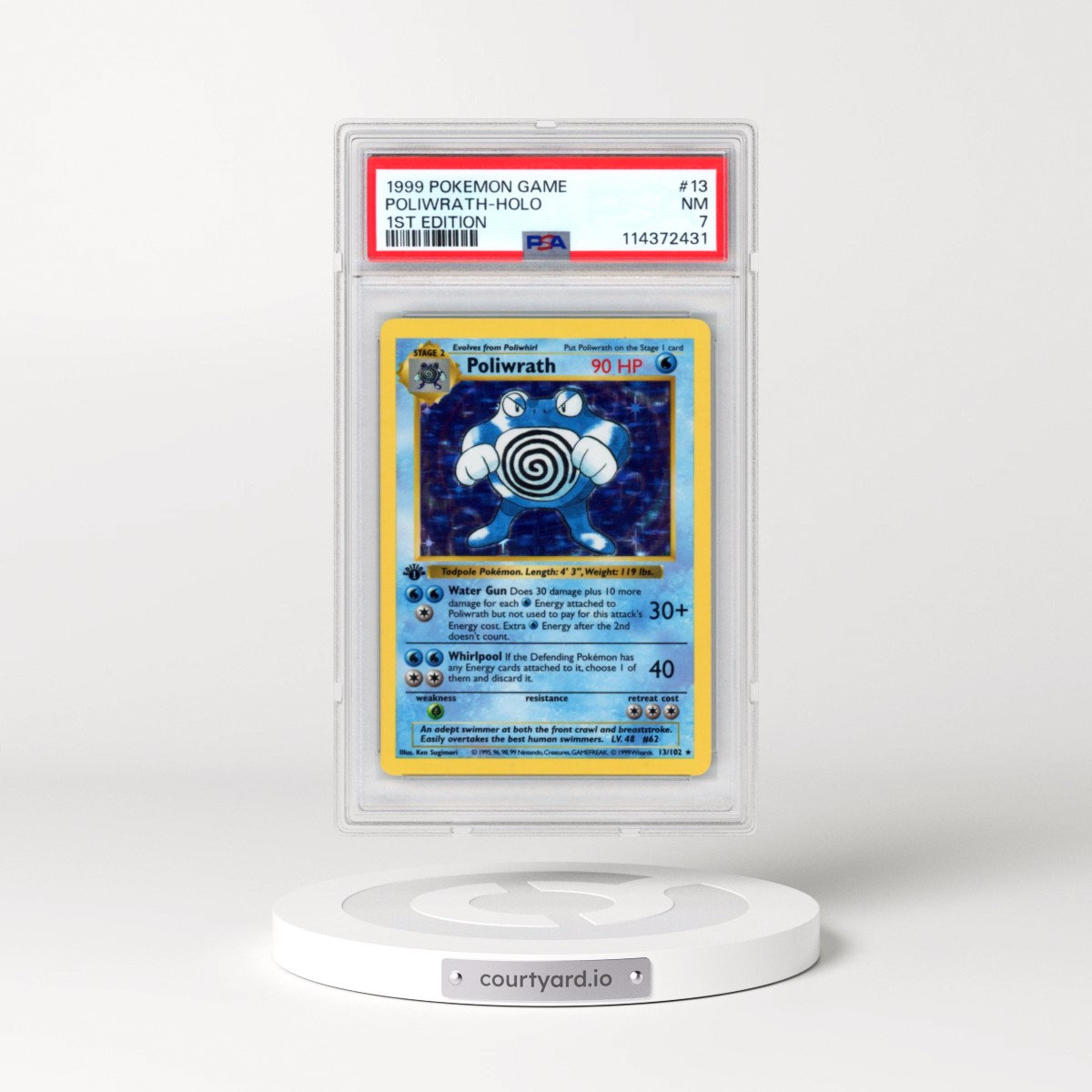 1999 Pokémon Game #13 Poliwrath - 1st Edition Holo (PSA 7 NM)