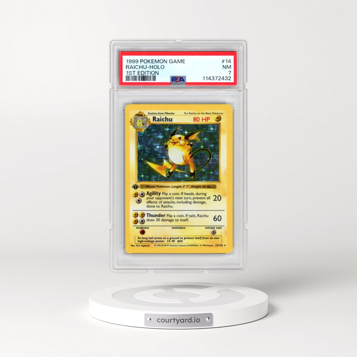 1999 Pokémon Game #14 Raichu - 1st Edition Holo (PSA 7 NM)