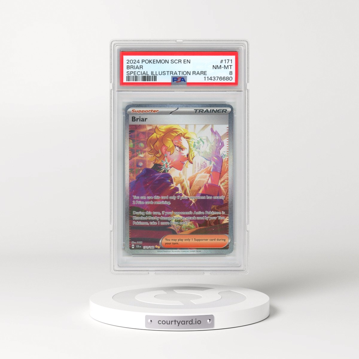 2024 Pokémon Scr EN-Stellar Crown #171 Briar - Special Illustration Rare (PSA 8 NM-MT)