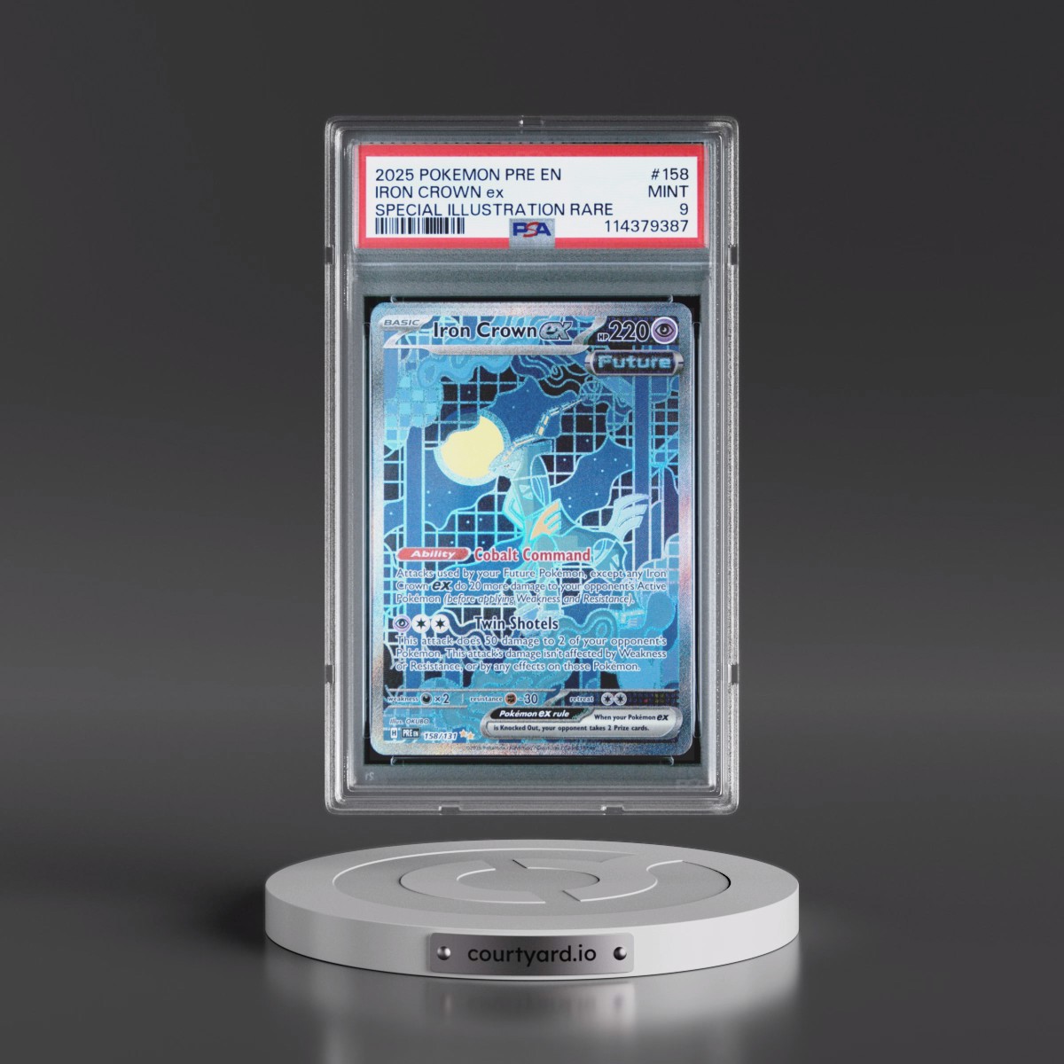 2025 Pokémon Pre EN-Prismatic Evolutions Iron Crown EX - Holo Special Illustration Rare #158 PSA 9