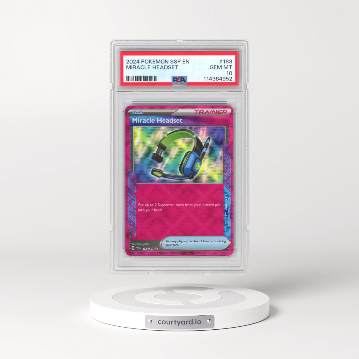 2024 Pokémon Ssp EN-Surging Sparks #183 Miracle Headset (PSA 10 GEM MINT)