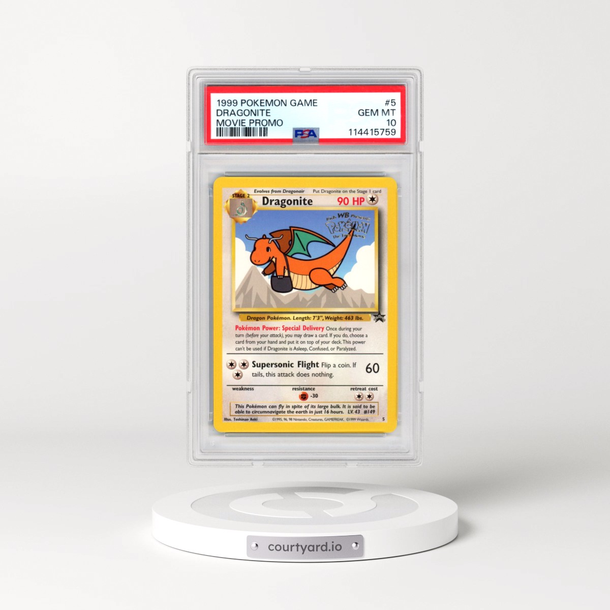 1999 Pokémon Game Movie #5 Dragonite - Movie Promo (PSA 10 GEM MINT)