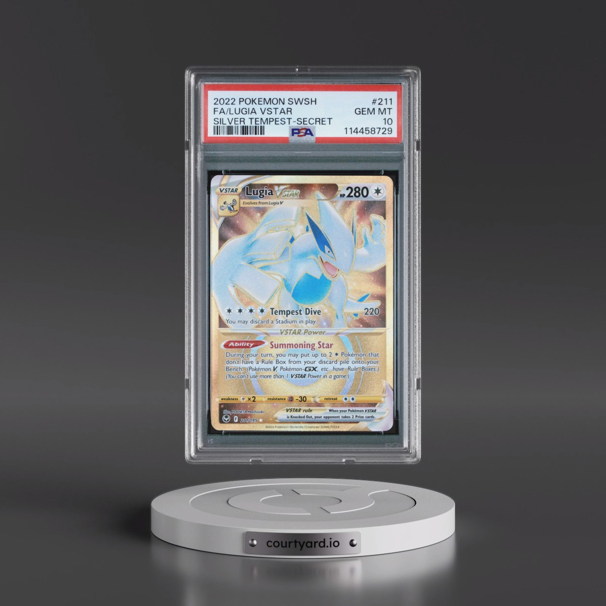 2022 Pokémon Sword & Shield Silver Tempest #211 Lugia Vstar - Full Art Secret (PSA 10 GEM MINT)