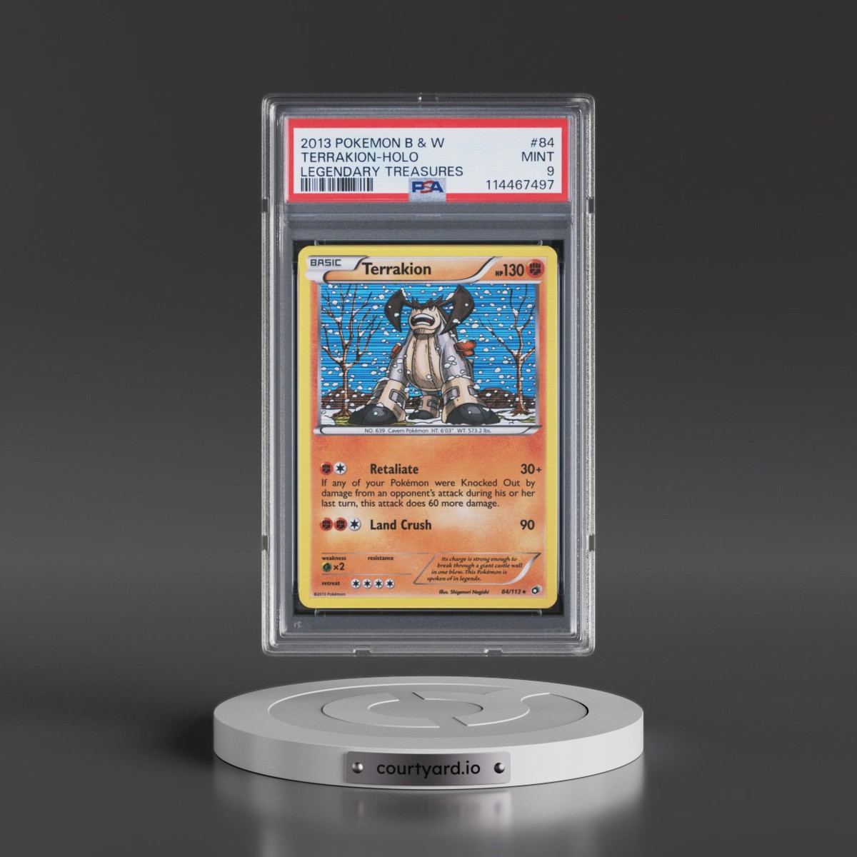 2013 Pokémon Black & White Legendary Treasures #84 Terrakion - Holo (PSA 9 MINT)