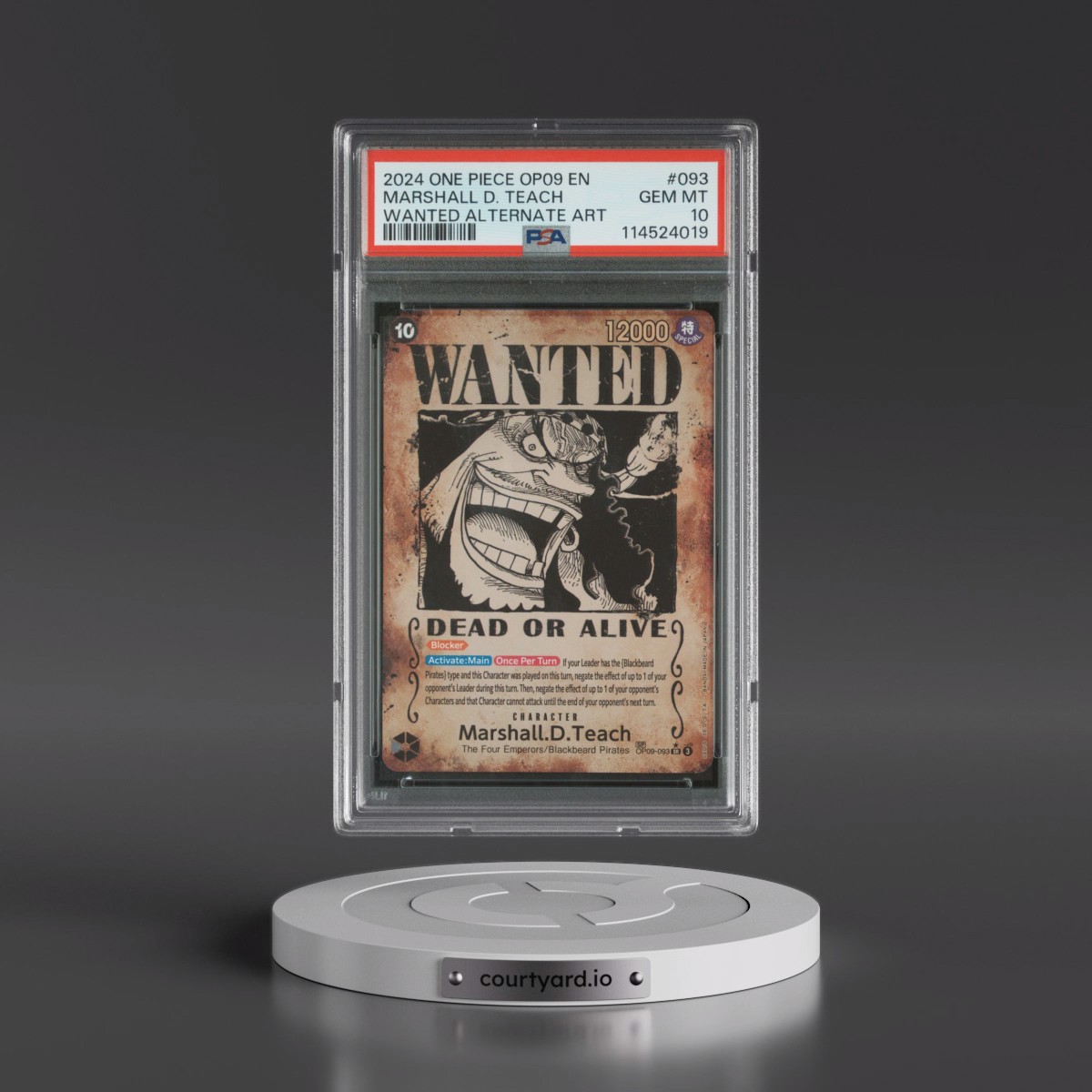 2024 One Piece OP09-Emperors in the New World #093 Marshall D. Teach - Wanted Alternate Art (PSA 10 GEM MINT)