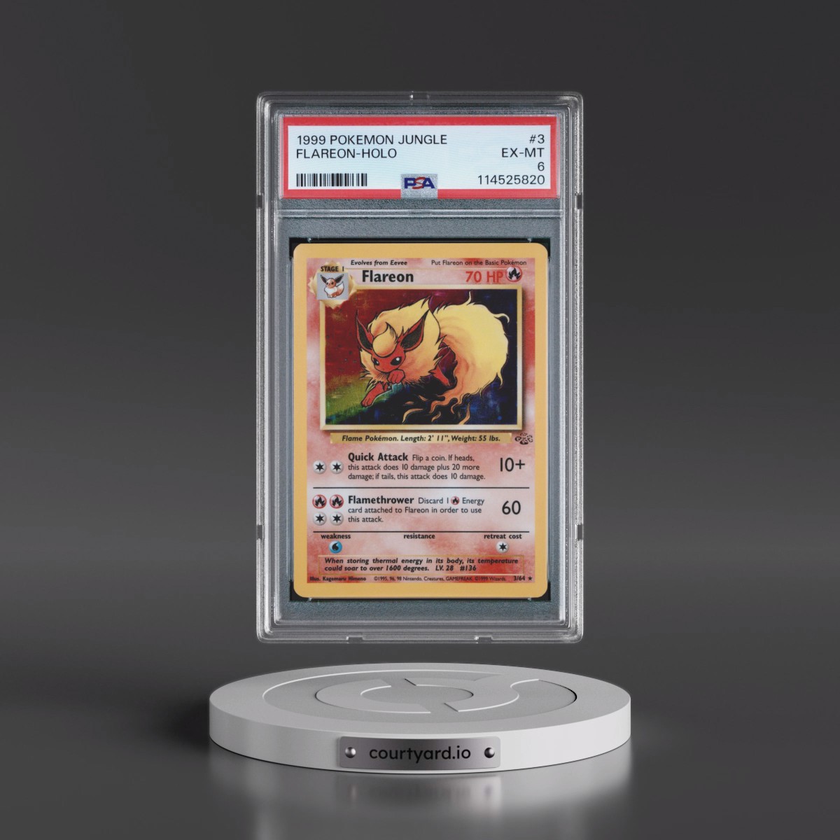 1999 Pokémon Jungle #3 Flareon - Holo (PSA 6 EX-MT)