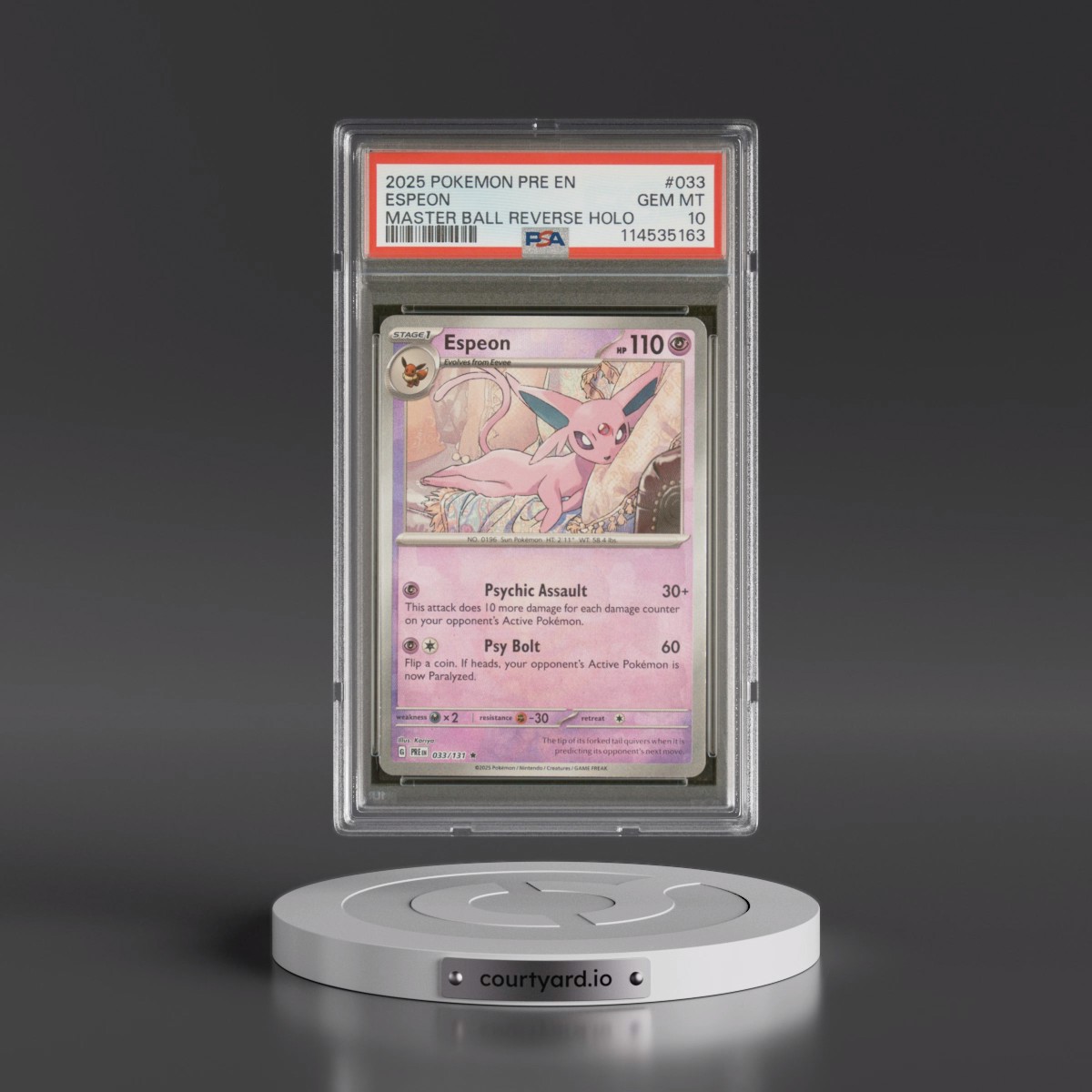 2025 Pokémon Pre EN-Prismatic Evolutions #033 Espeon - Reverse Holo Master Ball (PSA 10 GEM MINT)