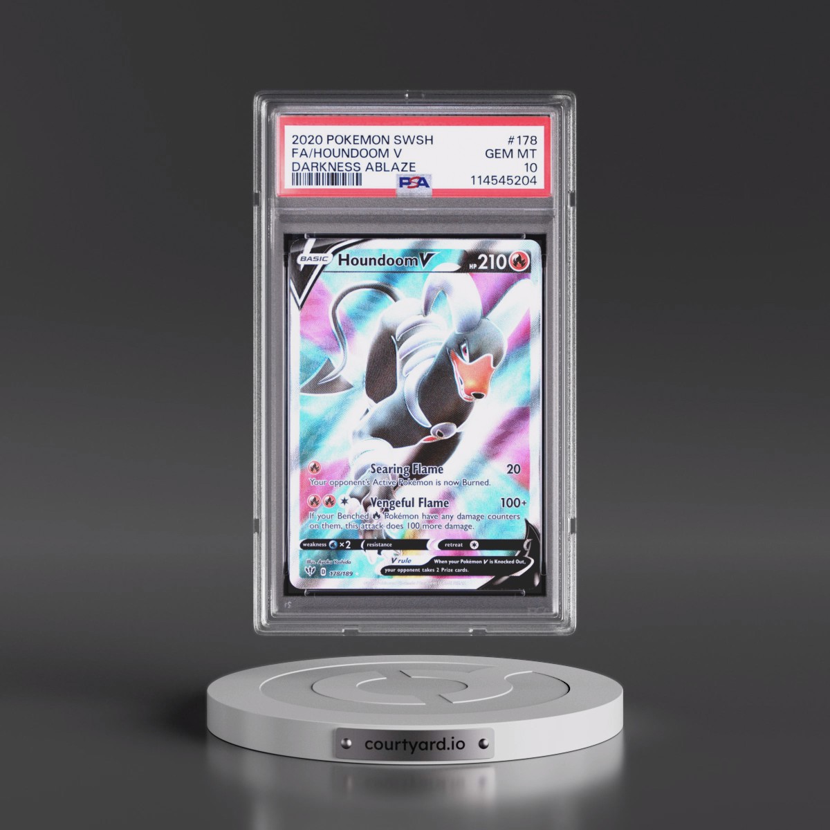 2020 Pokémon Sword & Shield Darkness Ablaze #178 Houndoom V - Holo Full Art (PSA 10 GEM MINT)