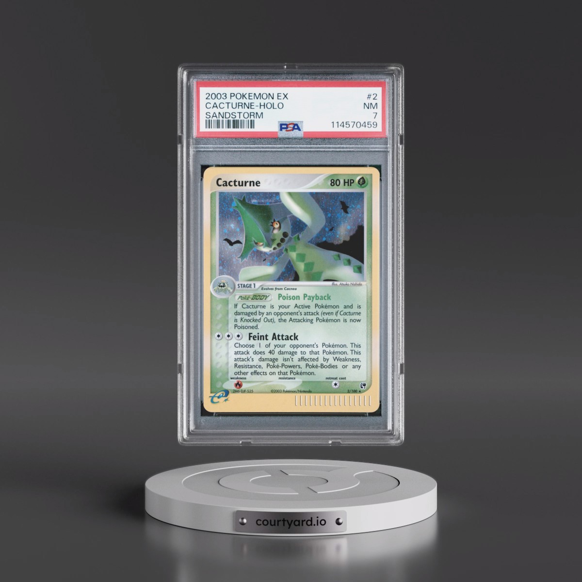 2003 Pokémon EX Sandstorm #2 Cacturne - Holo (PSA 7 NM)
