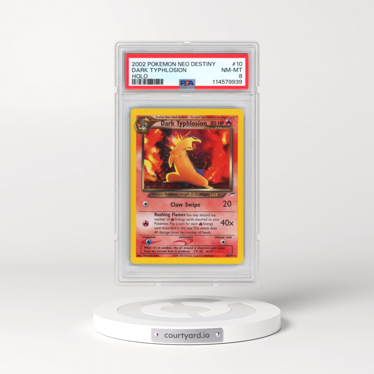 2002 Pokémon Neo Destiny #10 Dark Typhlosion - Holo (PSA 8 NM-MT)