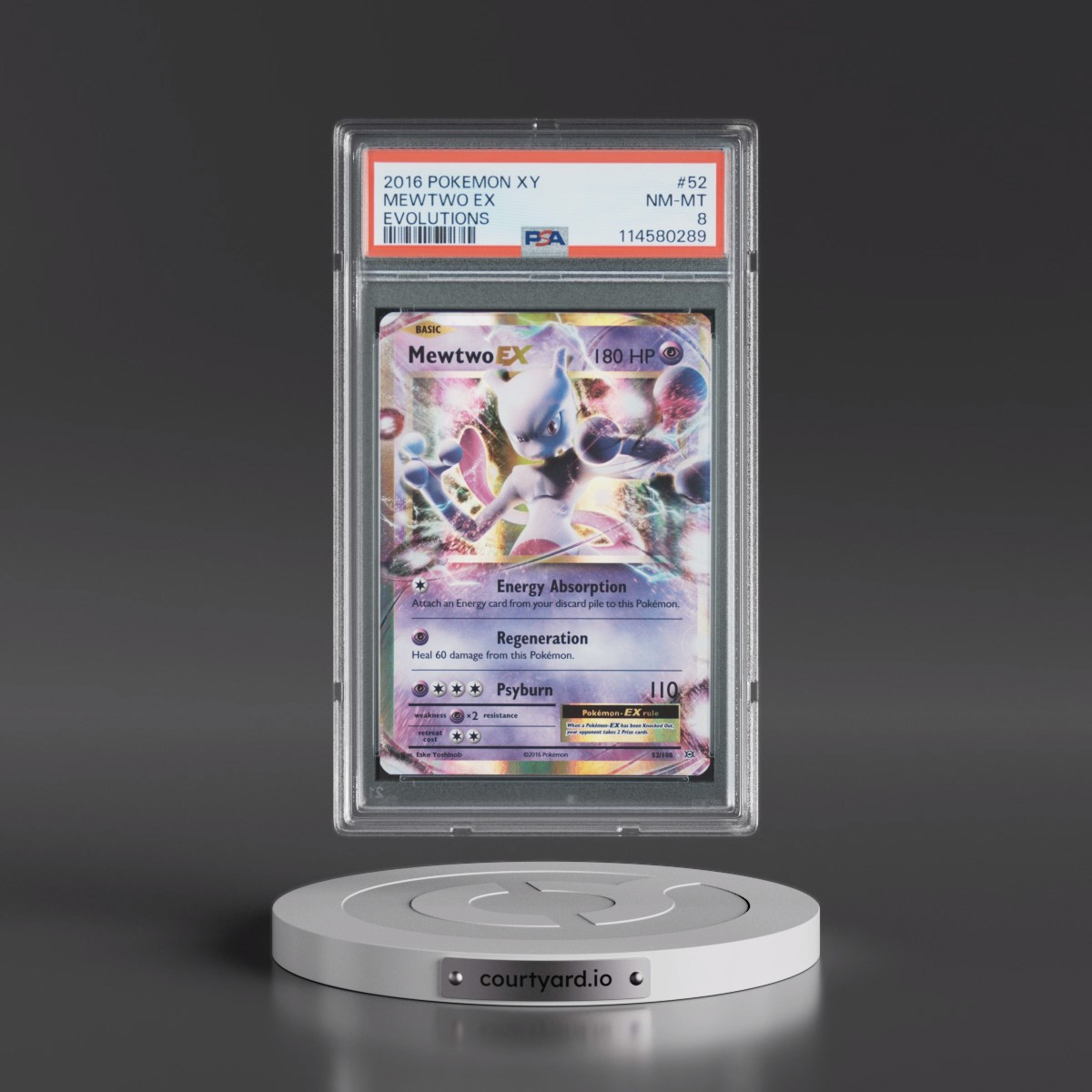 2016 Pokémon XY Evolutions #52 Mewtwo EX - Holo (PSA 8 NM-MT)