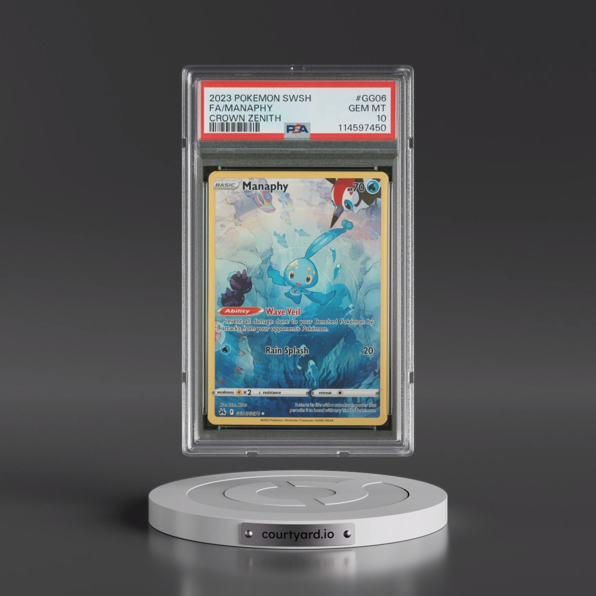 2023 Pokémon Sword and Shield Crown Zenith #GG06 Manaphy - Full Art (PSA 10 GEM MINT)