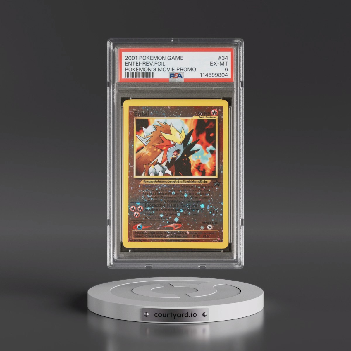 2001 Pokémon Game Movie #34 Entei - Reverse Foil Pokemon 3 Movie Promo (PSA 6 EX-MT)