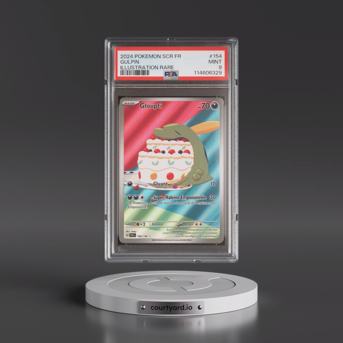 2024 Pokémon Scr FR-Stellar Crown #154 Gulpin - Illustration Rare (PSA 9 MINT)