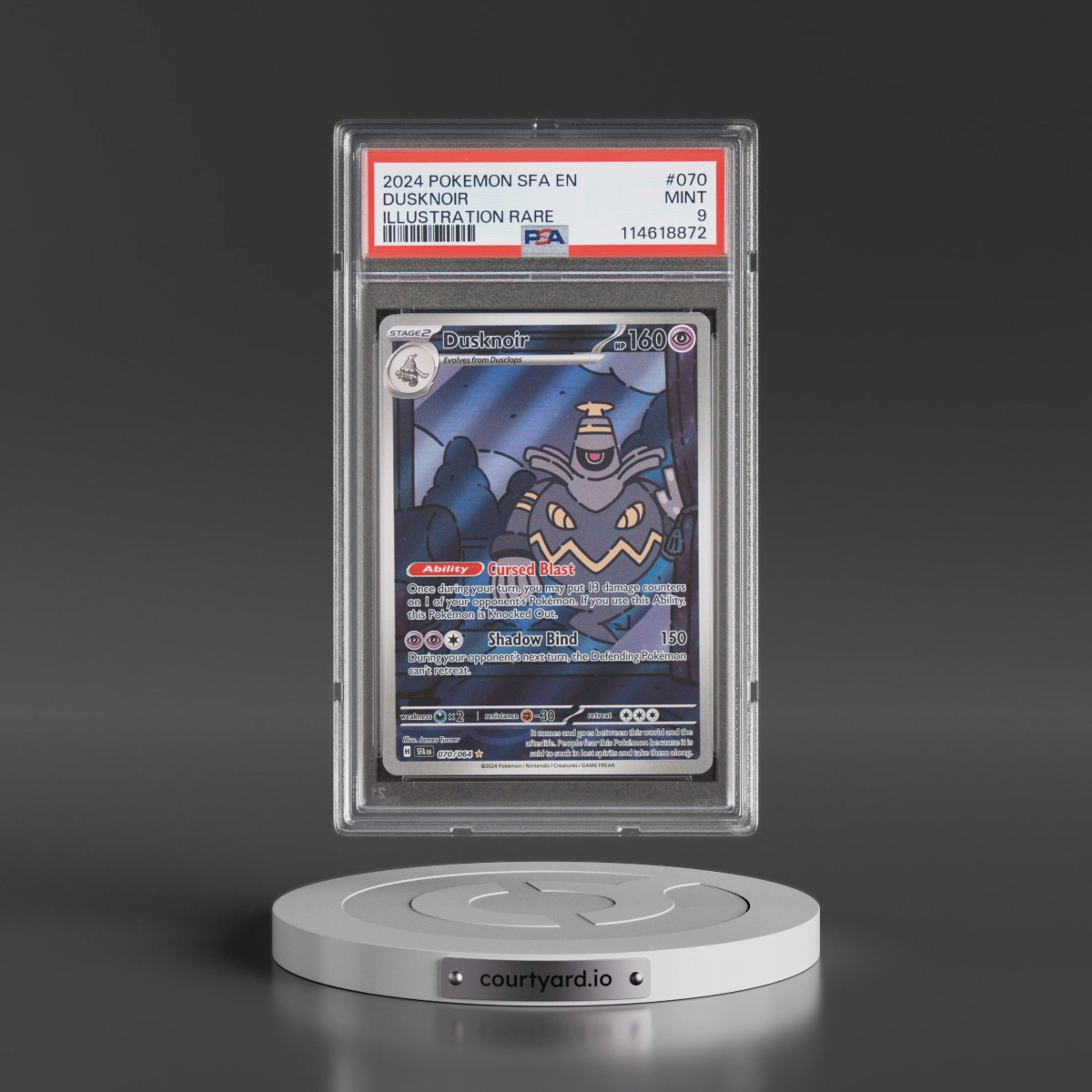 2024 Pokémon Sfa EN-Shrouded Fable #070 Dusknoir - Illustration Rare (PSA 9 MINT)