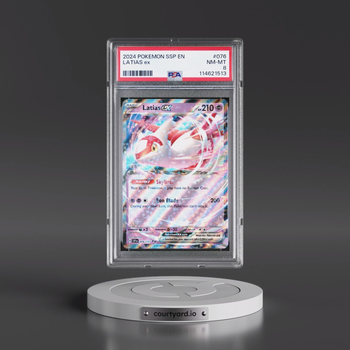 2024 Pokémon Ssp EN-Surging Sparks #076 Latias EX - Holo (PSA 8 NM-MT)