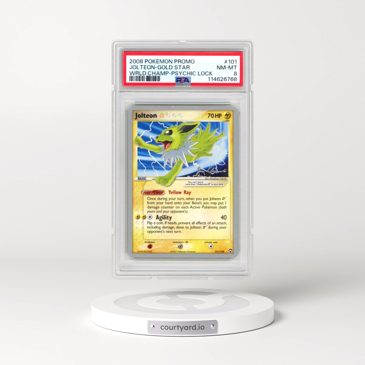 2008 Pokémon World Championships Promo #101 Jolteon-Gold Star - Psychic Lock (PSA 8 NM-MT)