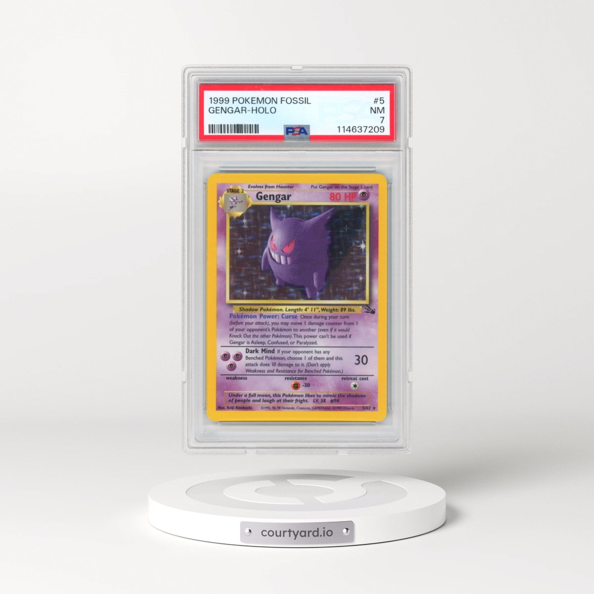 1999 Pokémon Fossil #5 Gengar - Holo (PSA 7 NM)