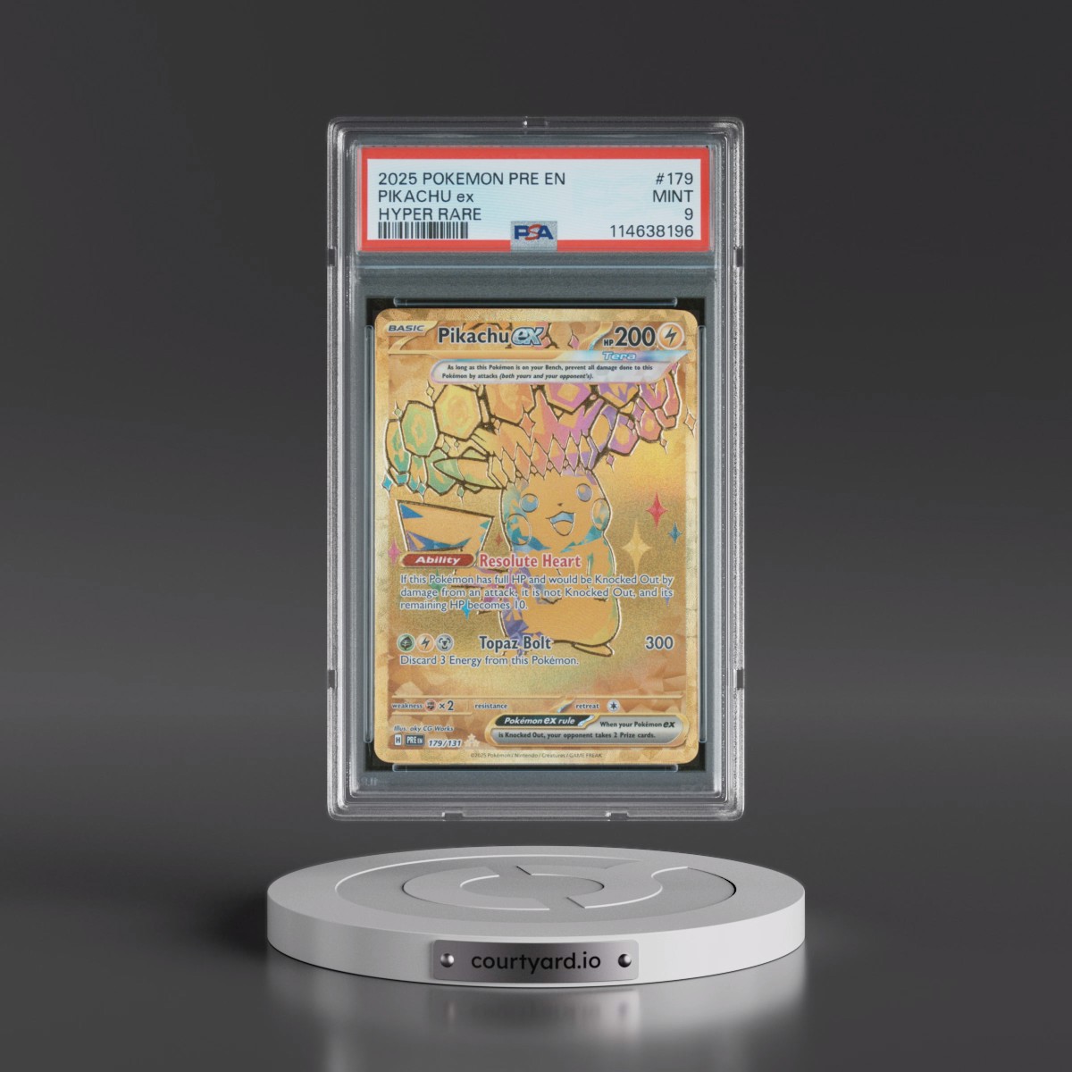 2025 Pokémon Pre EN-Prismatic Evolutions #179 Pikachu EX - Holo Hyper Rare (PSA 9 MINT)