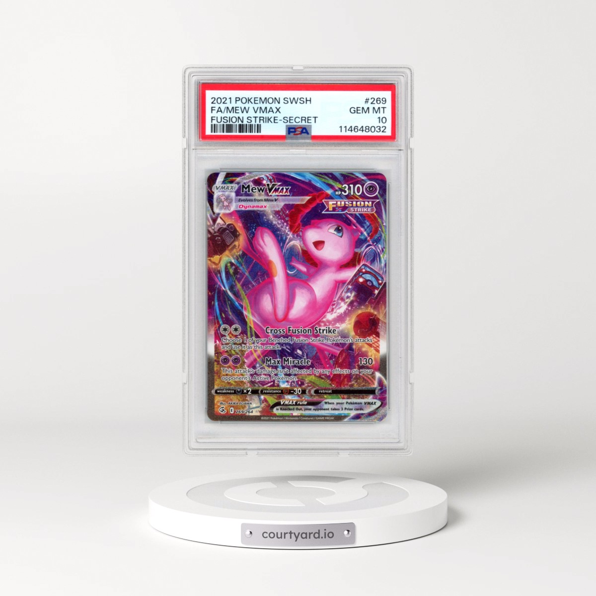 2021 Pokémon Sword & Shield Fusion Strike #269 Mew Vmax - Full Art Secret (PSA 10 GEM MINT)