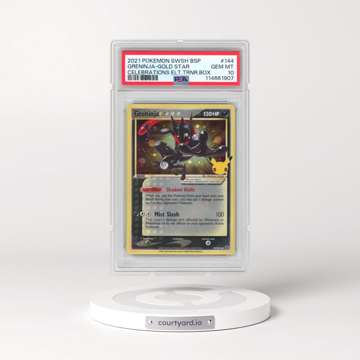 2021 Pokémon Swsh Black Star Promo #144 Greninja-Gold Star - Celebrations Elite Trainer Box (PSA 10 GEM MINT)