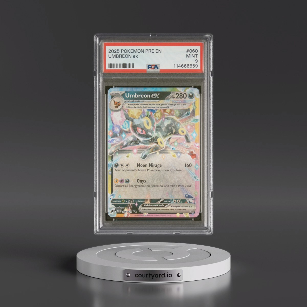 2025 Pokémon Pre EN-Prismatic Evolutions #060 Umbreon EX - Holo (PSA 9 MINT)